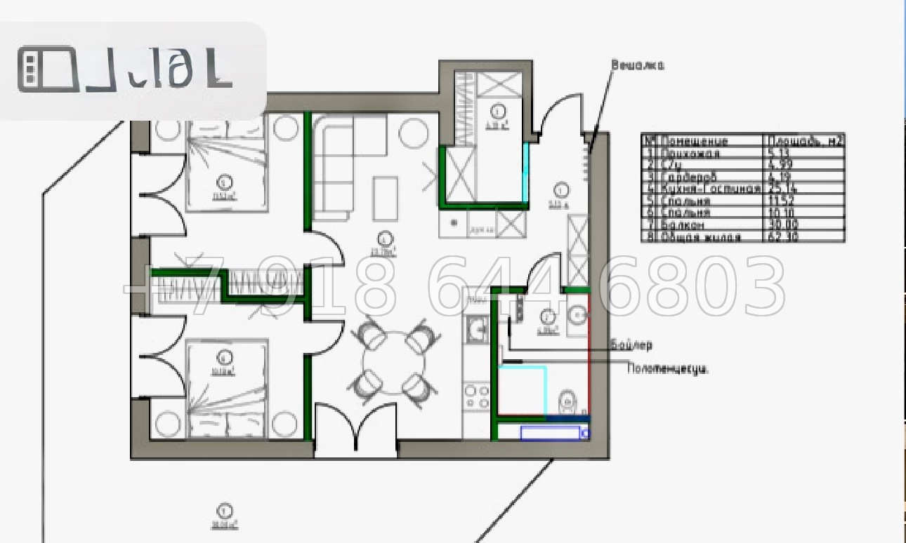 № 53 г. Трёхкомнатная квартира в центре города Ялты  - миниатюра 28