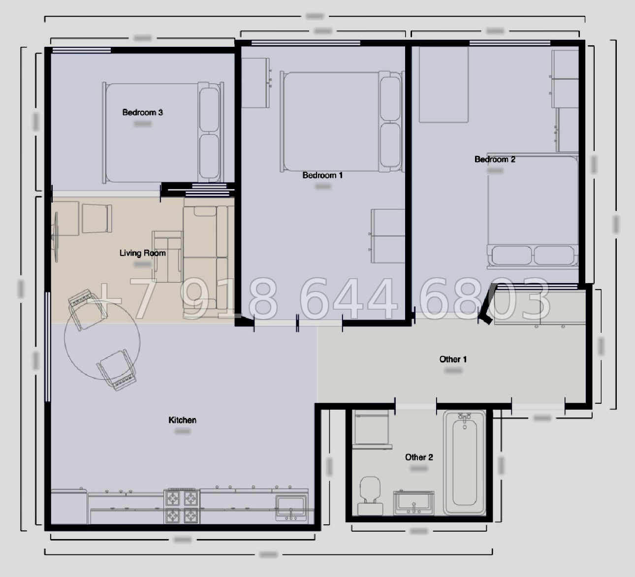 № 93р. Трёхкомнатная квартира в Сочи. До моря 5 минут пешком  - миниатюра 13