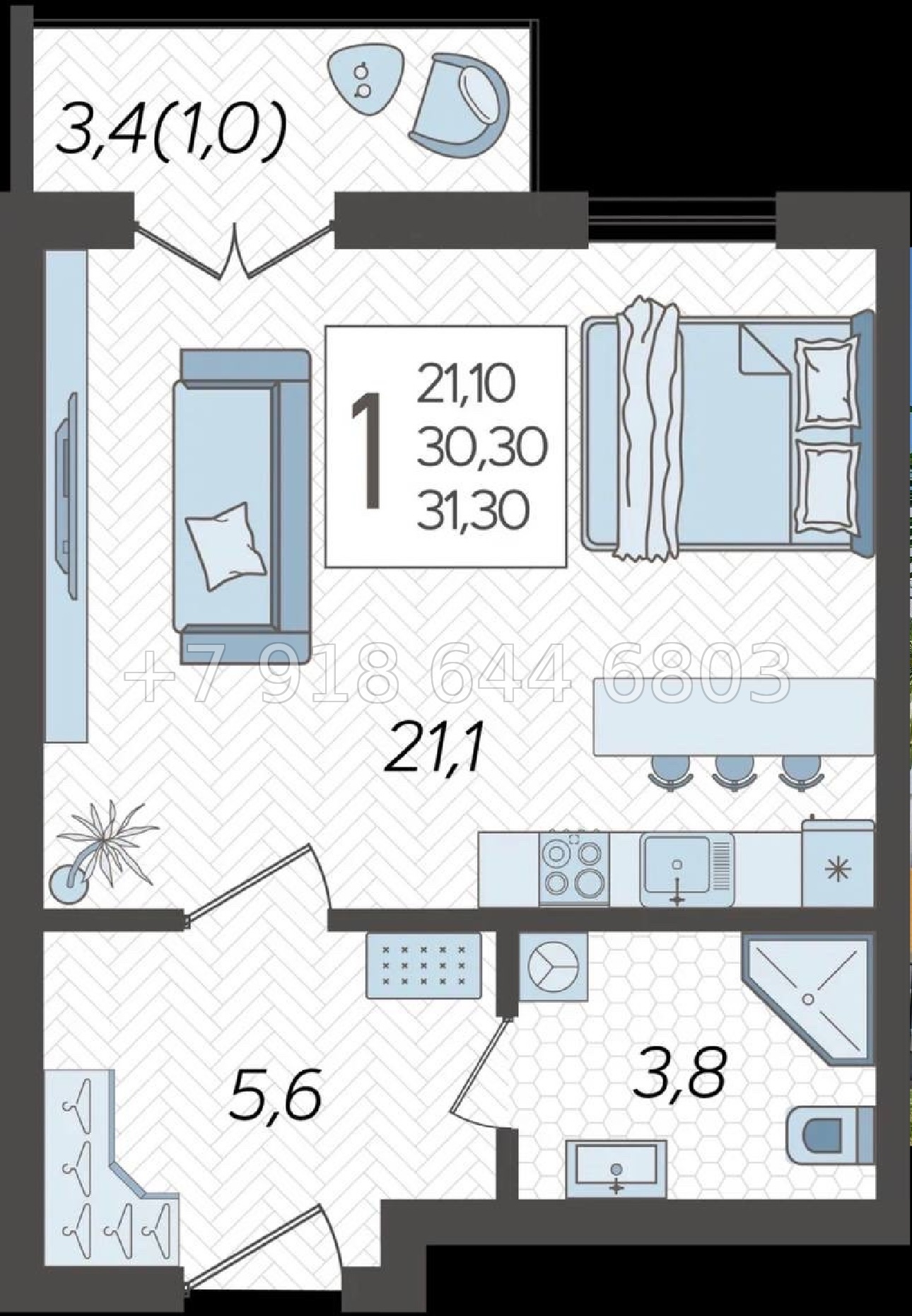 № 213 п. Квартира в Кудепсте Сочи  - миниатюра 10
