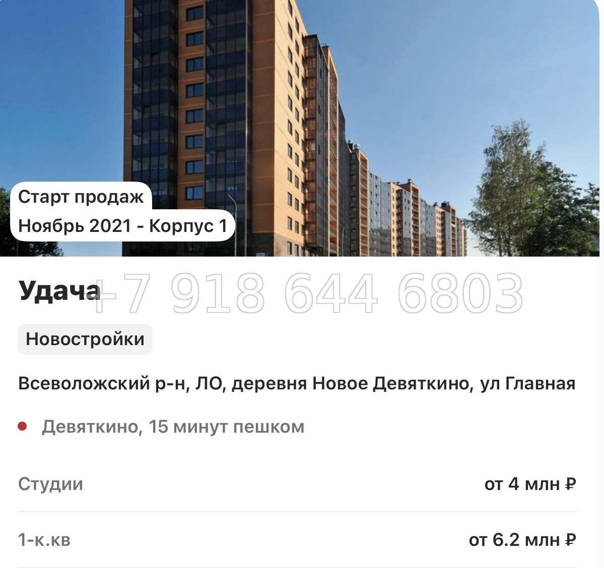 № 6ы. ( Сдан ) Метро Девяткино. ЖК Удача Новое Девяткино  - миниатюра 9