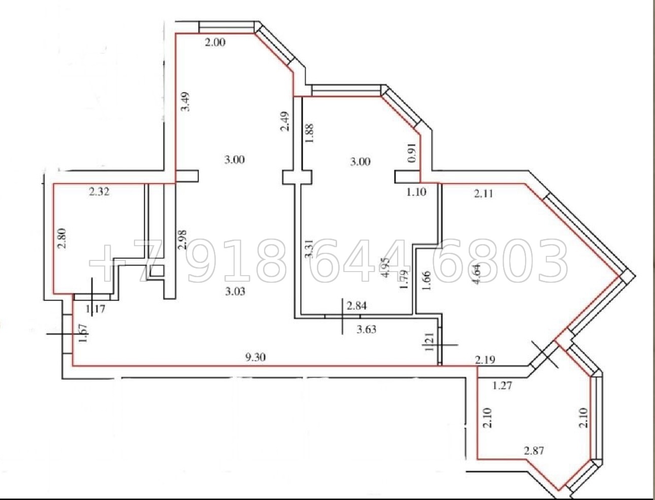 № 374 р. Трёхкомнатная квартира в городе Сочи  - миниатюра 21